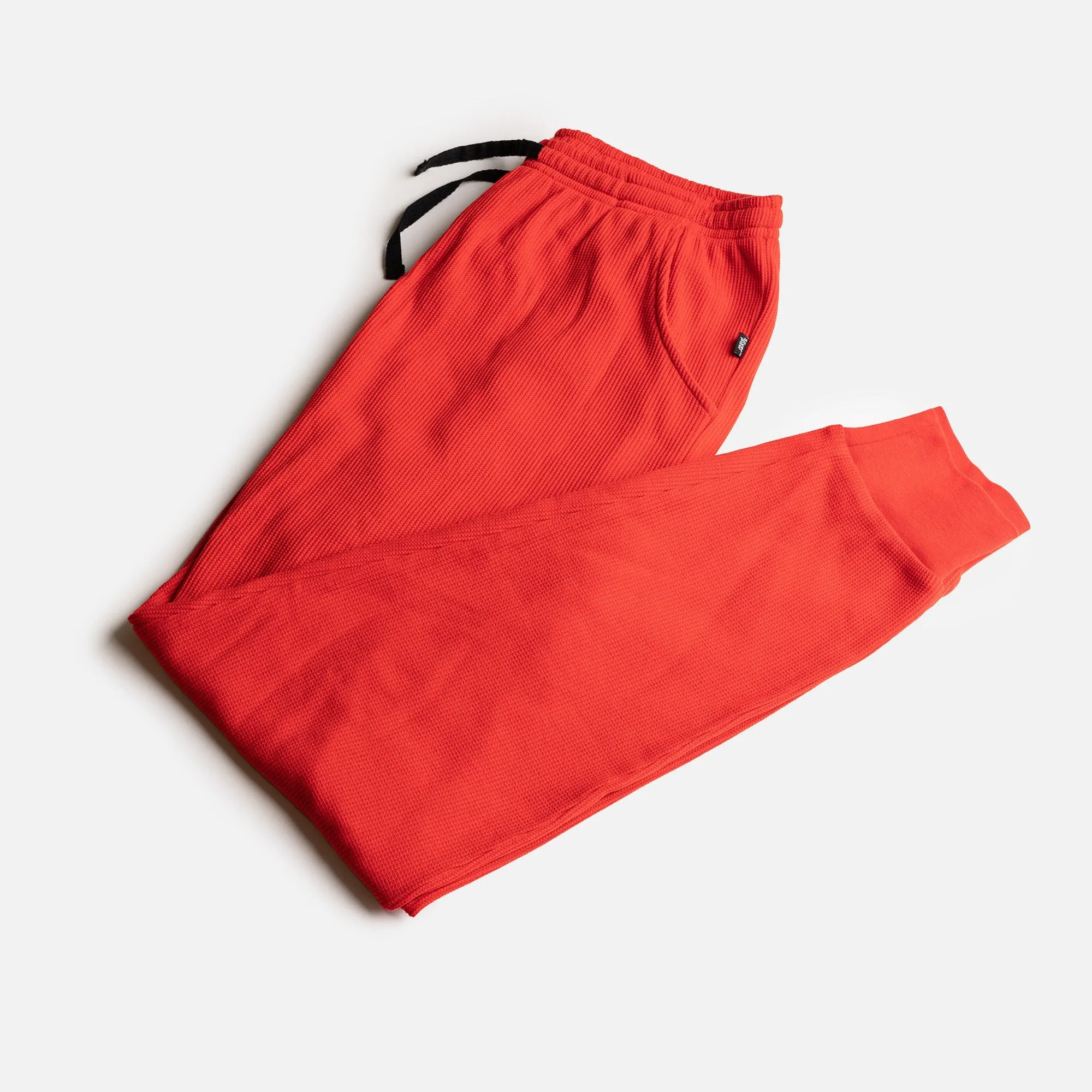👯‍♂️ Matching Human Thermal Pajama Joggers – Red Ribbed Cotton Loungewear