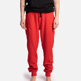 👯‍♂️ Matching Human Thermal Pajama Joggers – Red Ribbed Cotton Loungewear