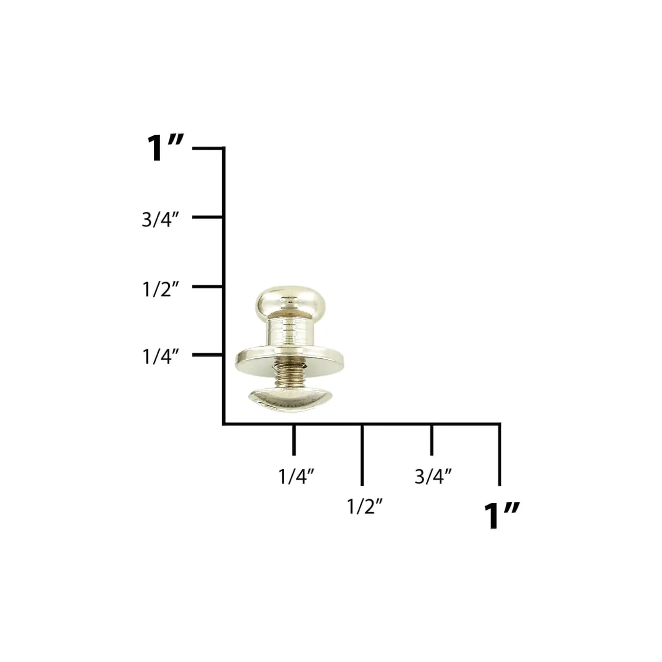 10mm, Shiny Nickel, Flat Top Collar Button Stud with Screw, Solid Brass - PK5, #P-287-SM-SBN