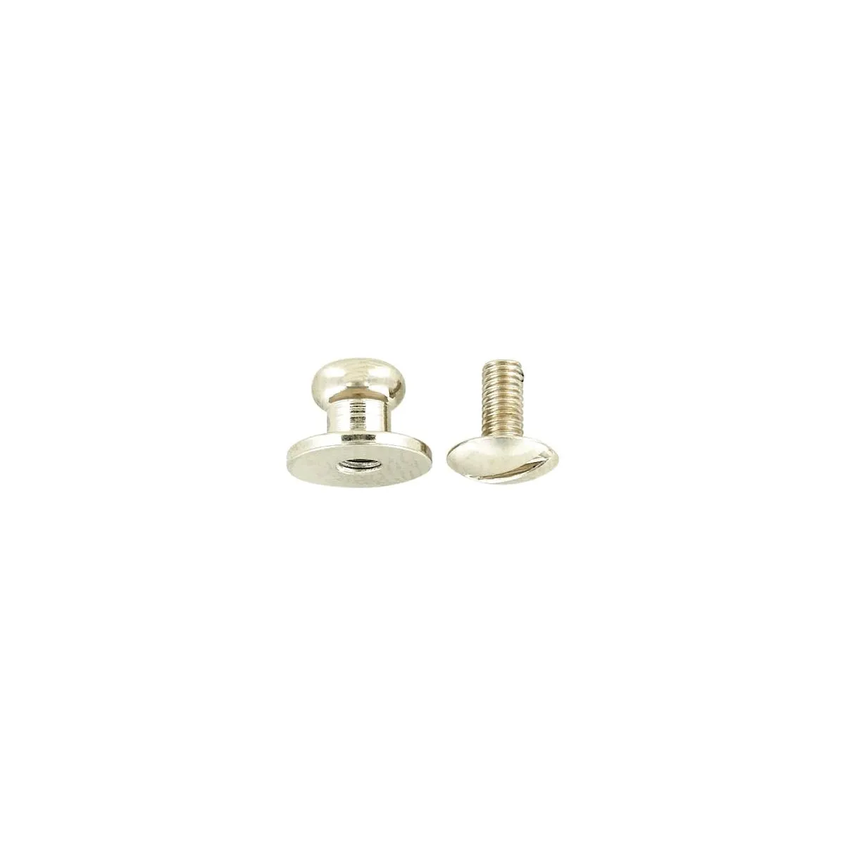 10mm, Shiny Nickel, Flat Top Collar Button Stud with Screw, Solid Brass - PK5, #P-287-SM-SBN