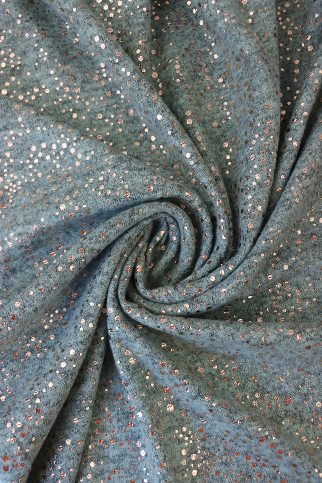3YD PRECUT; Dusty Sage & Rose Gold Flecks Marl Brushed Sweater Knit