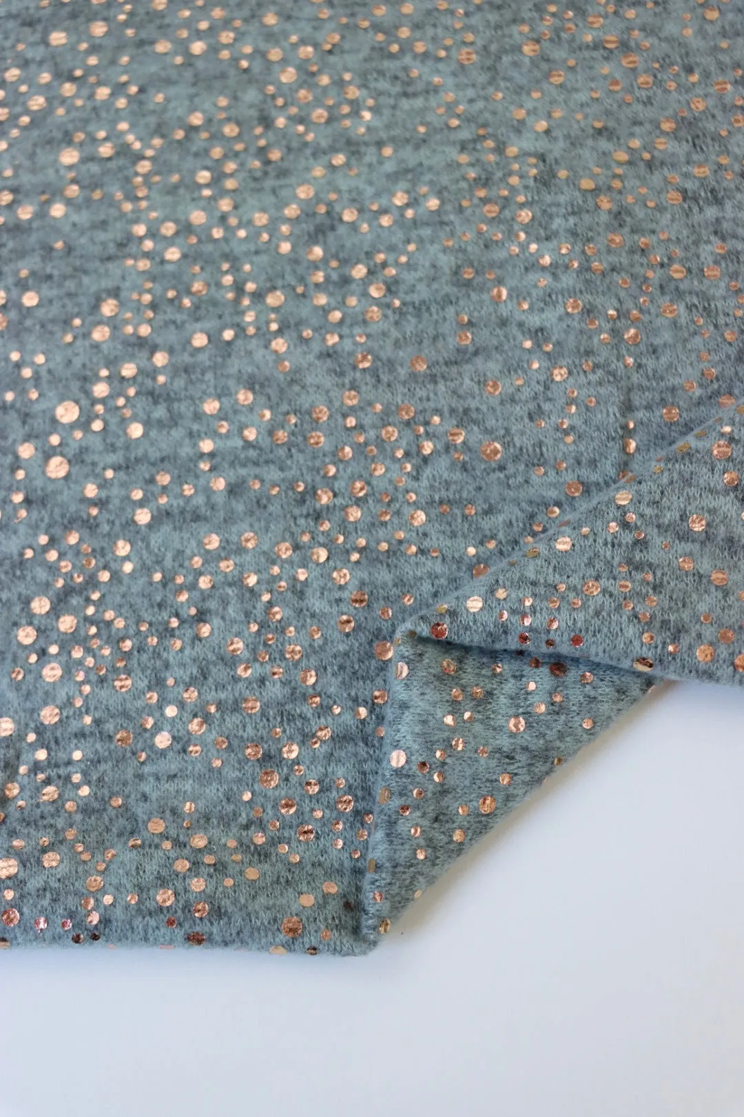 3YD PRECUT; Dusty Sage & Rose Gold Flecks Marl Brushed Sweater Knit