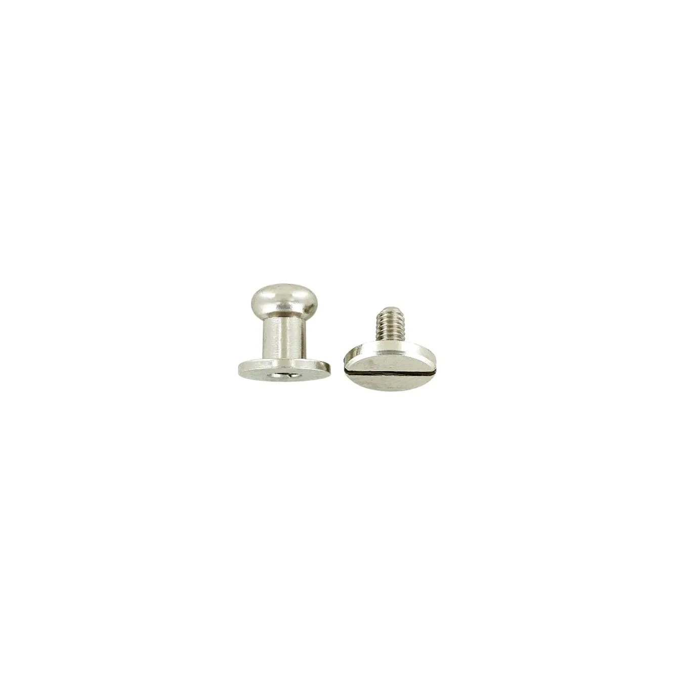 9mm, Nickel, Round Top Collar Button Stud with Screw, Solid Brass, #P-2134-NIC