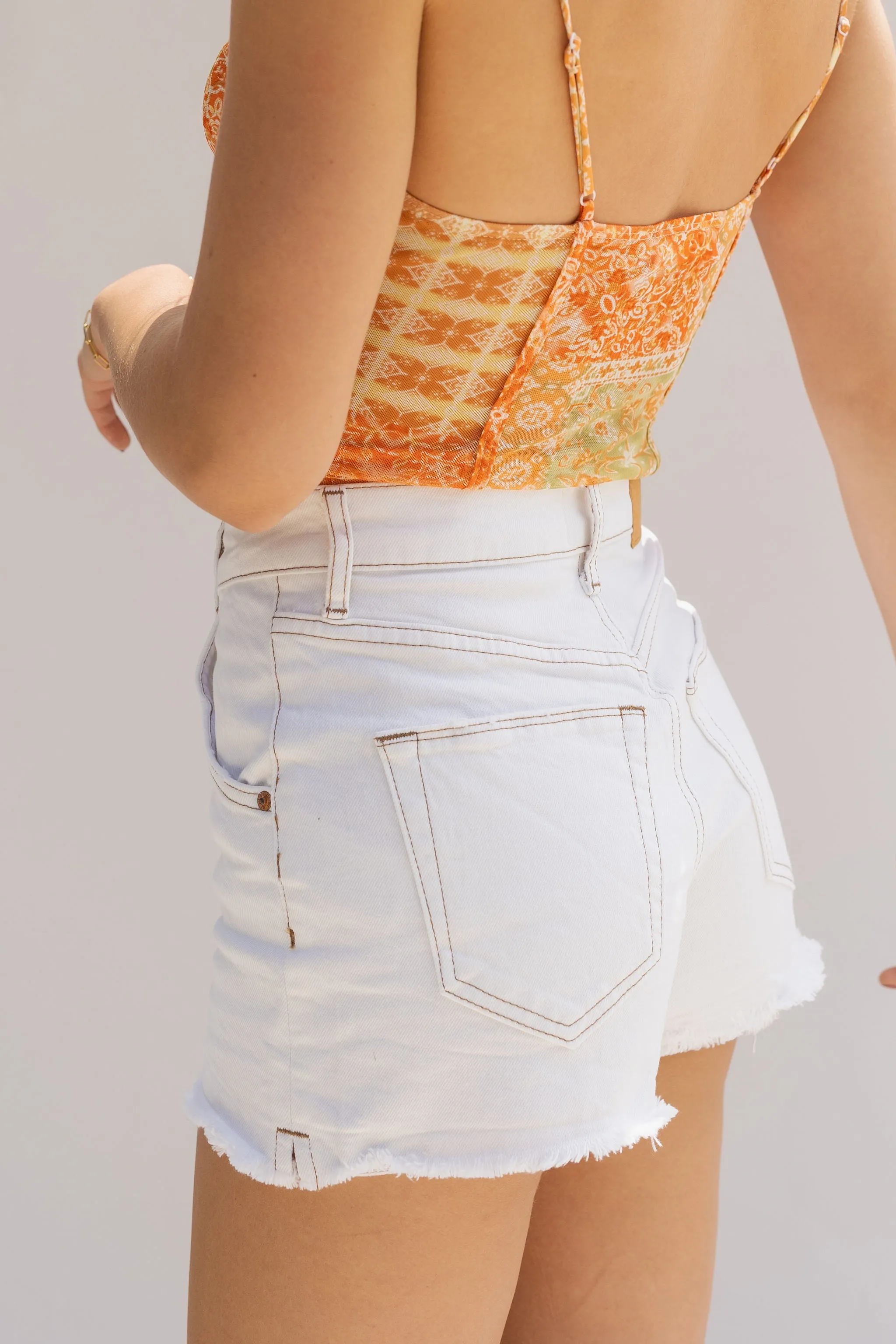 A-Line Ecru Denim Shorts by BDG
