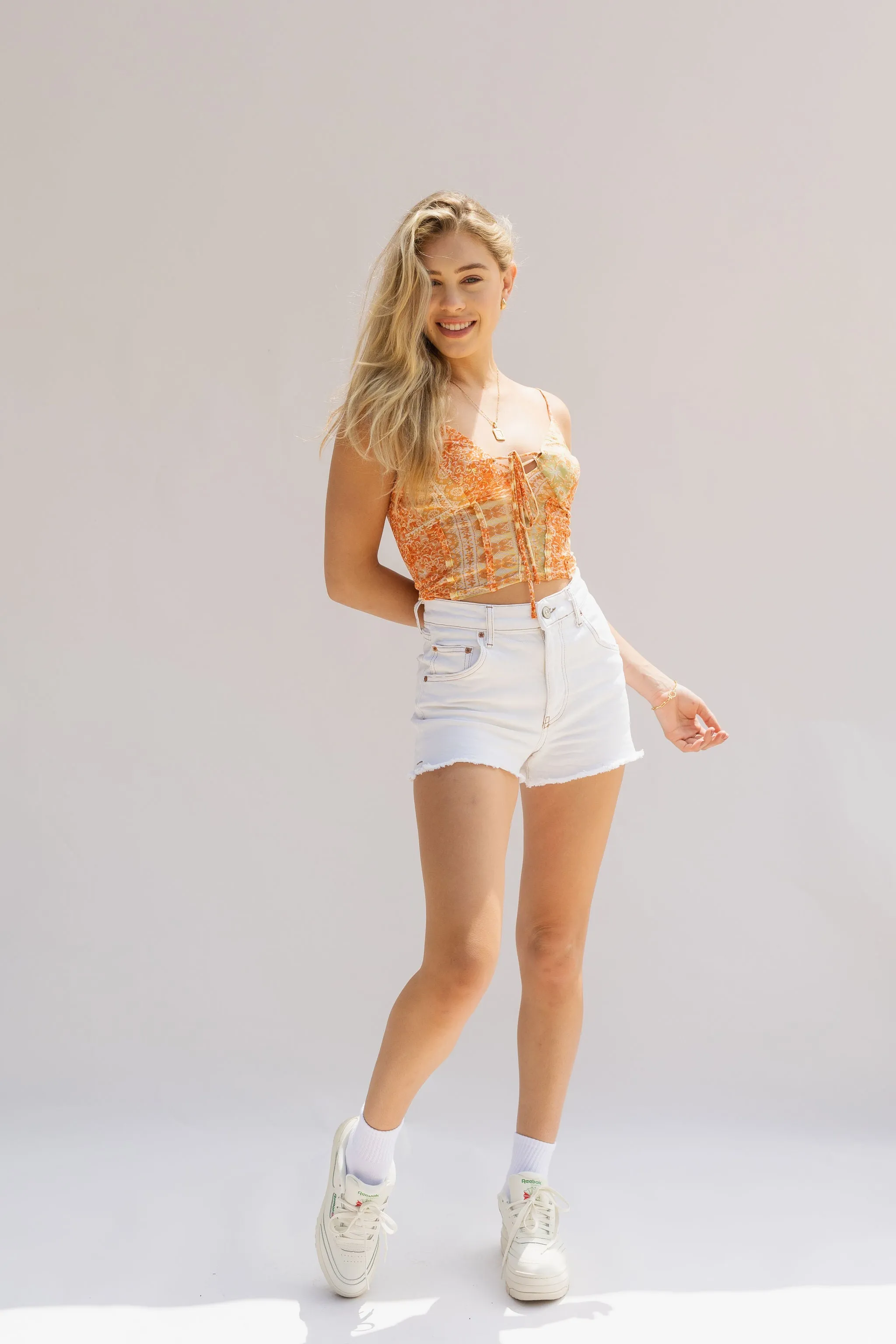 A-Line Ecru Denim Shorts by BDG