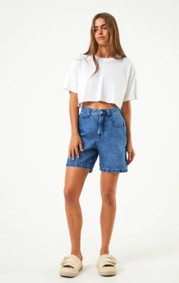 Afends Emilie  Hemp Denim Carpenter Shorts  Authentic Blue