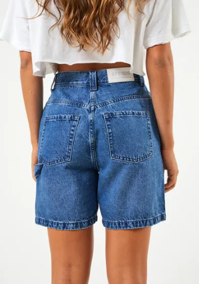 Afends Emilie  Hemp Denim Carpenter Shorts  Authentic Blue