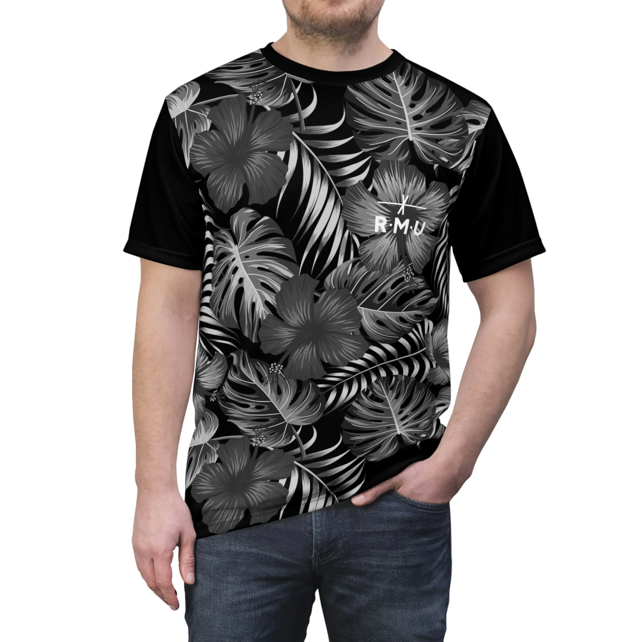 B&W Hawaiian Party Time Tech Tee