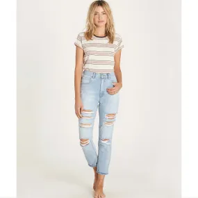 Billabong Women's Cheeky Denim High Waisted Destructed Jeans | Water