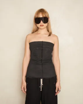 Black Wax Bustier Denim Top