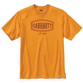 Carhartt 105185 Men's Loose Fit Heavyweight Short-Sleeve Logo Graphic T-Shirt - X-Large Regular - Marigold Heather