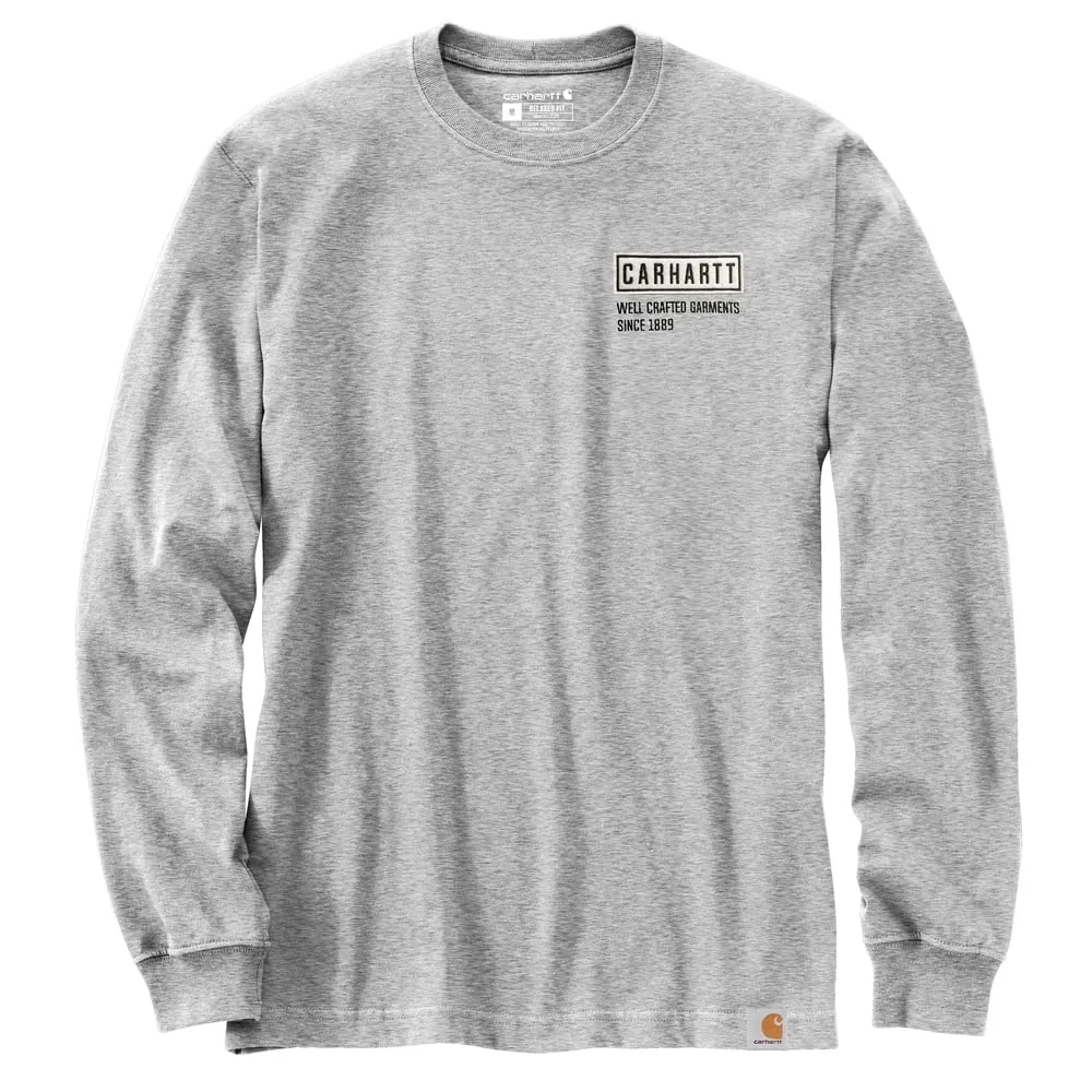 Carhartt 105423 Men's Relaxed Fit Heavyweight Long-Sleeve Crafted Graphic T-Shi - 2X Tall - Heather Gray