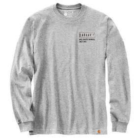 Carhartt 105423 Men's Relaxed Fit Heavyweight Long-Sleeve Crafted Graphic T-Shi - 2X Tall - Heather Gray