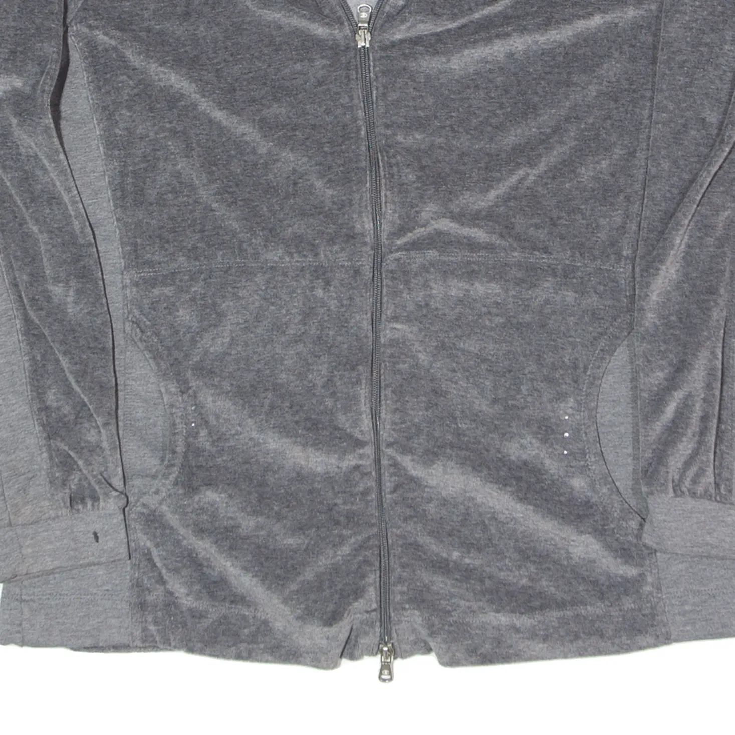 CHAMPION Y2K Velour Track Jacket Grey Womens S