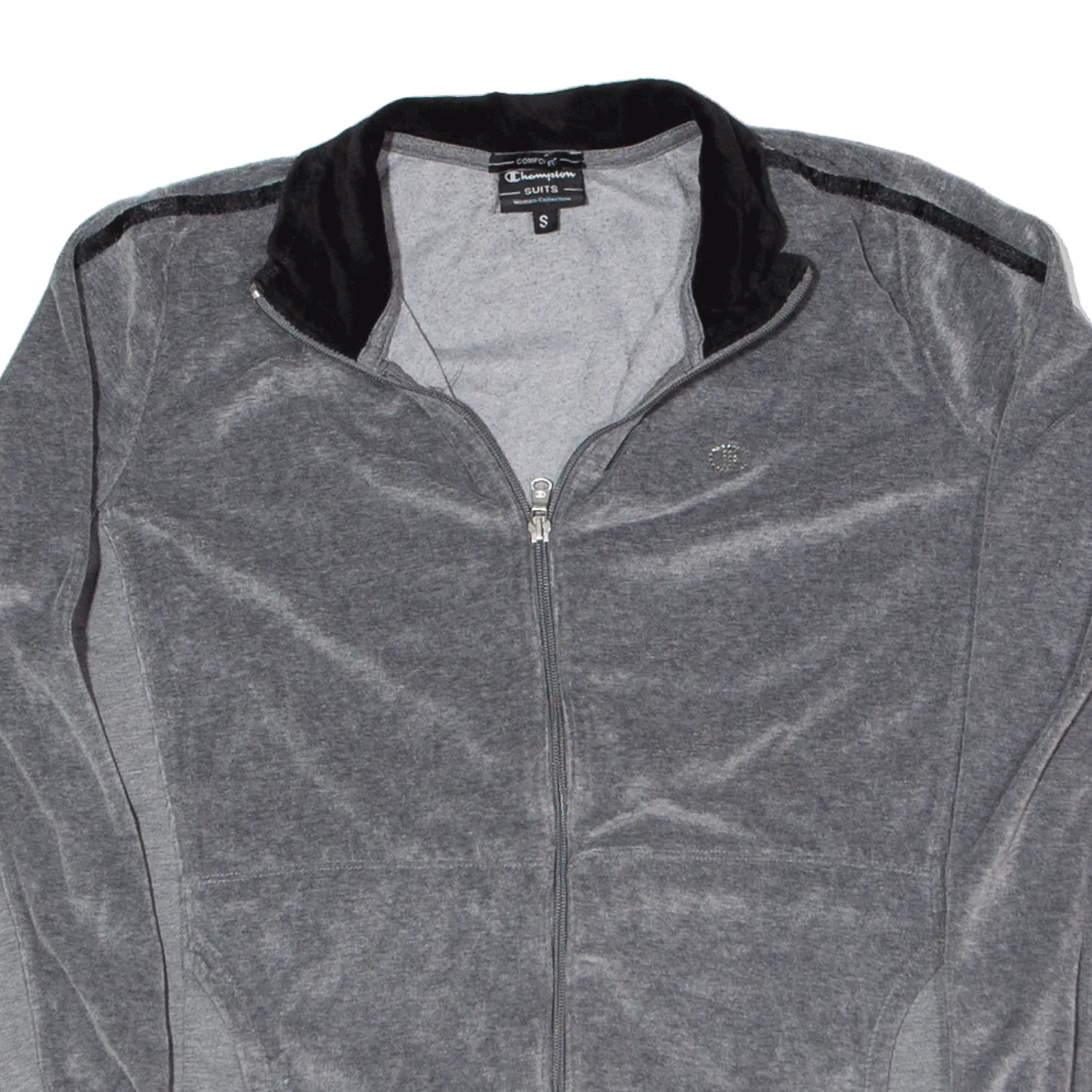 CHAMPION Y2K Velour Track Jacket Grey Womens S