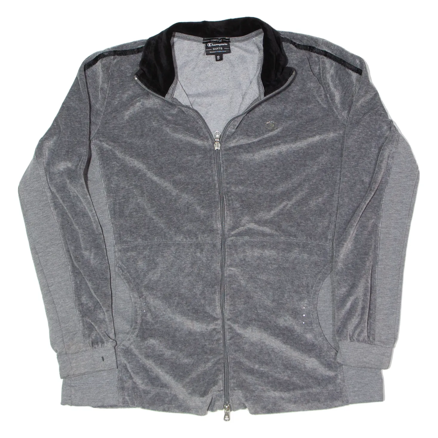 CHAMPION Y2K Velour Track Jacket Grey Womens S