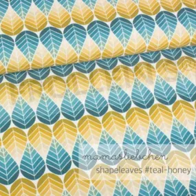 Cotton Jersey - Shapeleaves - Teal-Honey