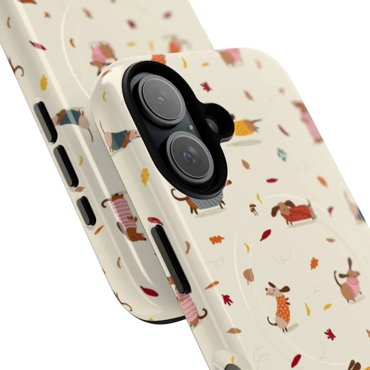 Cozy Dachshund Winter Sweaters with Autumn Leaves Phone Case