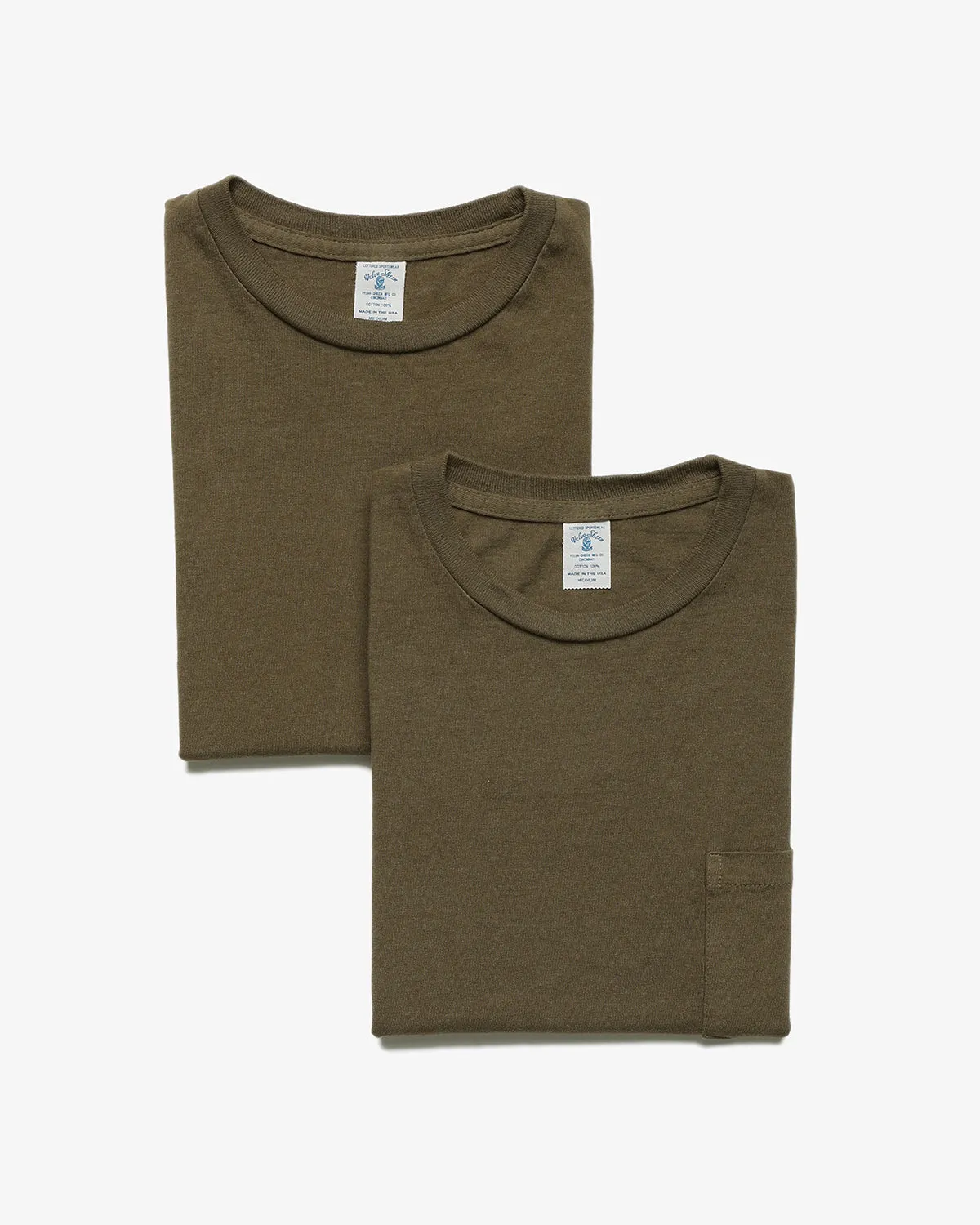 CREW NECK POCKET T-SHIRT OLIVE DRAB 2-PAC