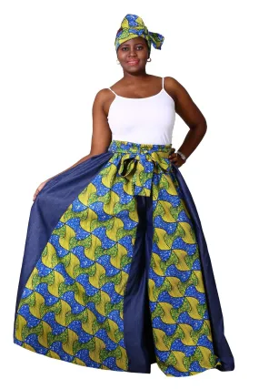 Denim   Ankara Panel Palazzo Pants 19065