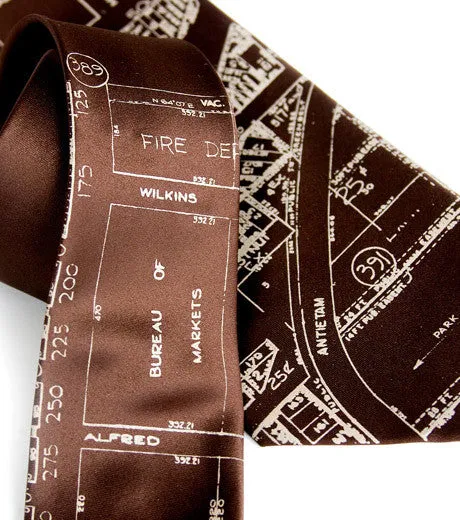 Detroit Map Necktie, Historic Eastern Market Tie