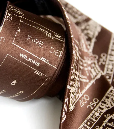 Detroit Map Necktie, Historic Eastern Market Tie