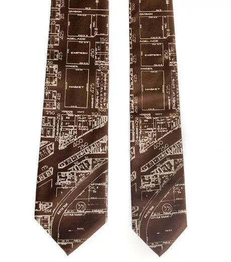 Detroit Map Necktie, Historic Eastern Market Tie