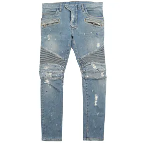 Distressed Moto Denim