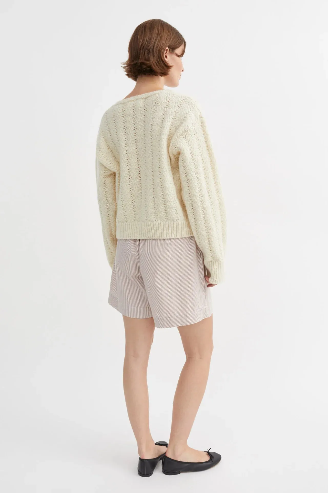 Edgar Shorts | Warm Beige & White Stripe