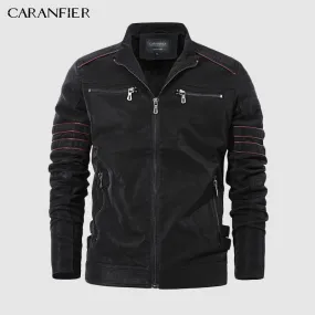 Fashion Winter Leather Jacket Men Stand Collar Motorcycle Washed Retro Velour Leather Jacket European Size Mens Coats