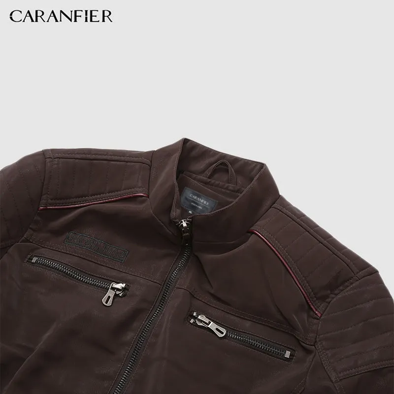 Fashion Winter Leather Jacket Men Stand Collar Motorcycle Washed Retro Velour Leather Jacket European Size Mens Coats