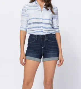 FINAL SALE Judy Blue Hi Waisted Pull On Shorts Dark Wash