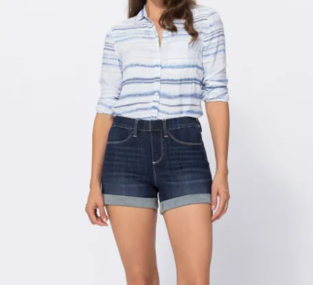 FINAL SALE Judy Blue Hi Waisted Pull On Shorts Dark Wash