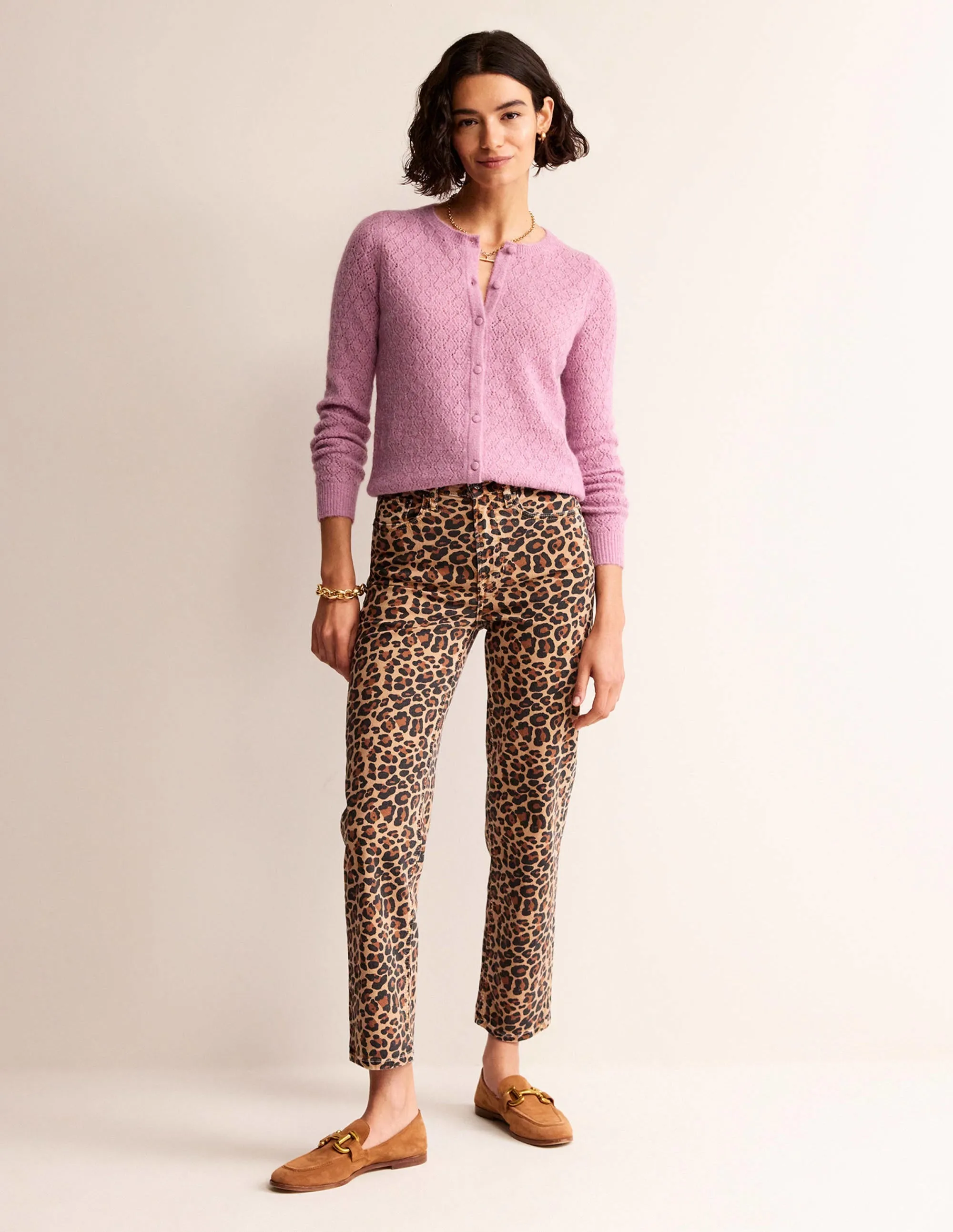 Fluffy Pointelle Cardigan-Strawberry Sherbet