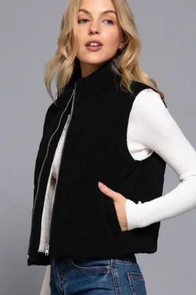 Have You Heard Black Corduroy Puffer Vest