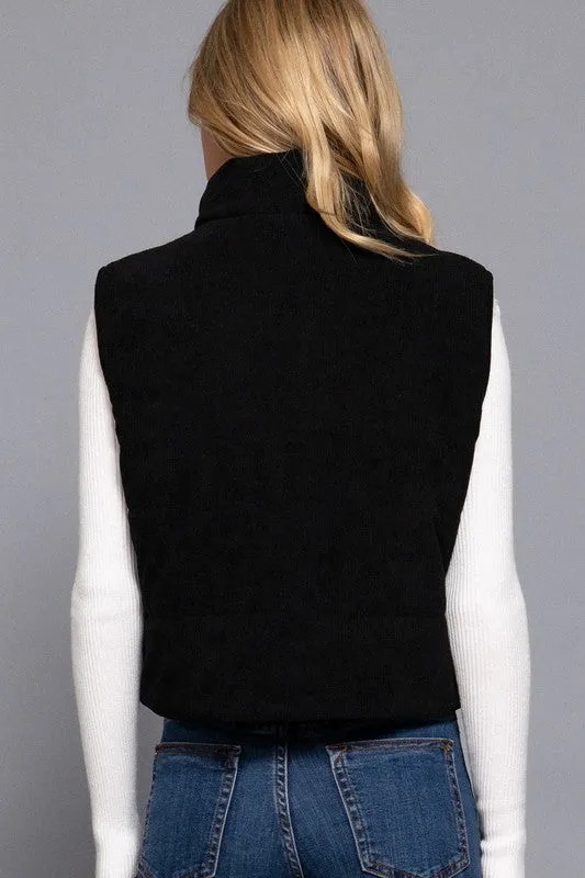 Have You Heard Black Corduroy Puffer Vest