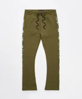 Heartless Flare Fleece Pant - Olive Green