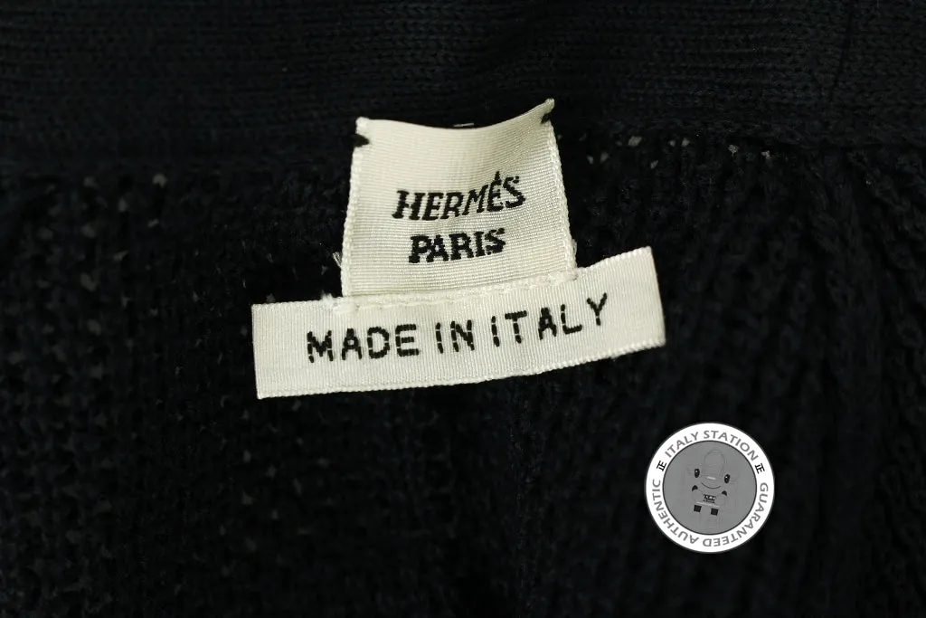 Hermes 422712D4 Maille Cotton Silk Cardigan Manches Courtes Bleu Nuit / I3 Cotton 36 Sweaters