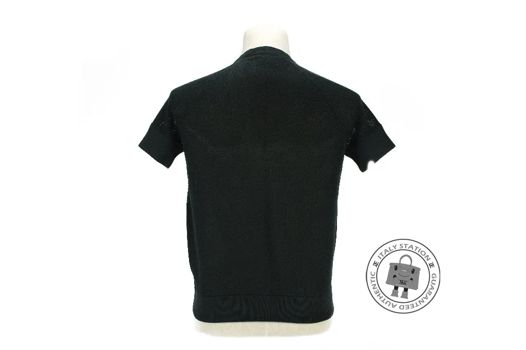 Hermes 422712D4 Maille Cotton Silk Cardigan Manches Courtes Bleu Nuit / I3 Cotton 36 Sweaters