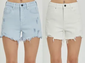 High Rise Distressed Detail Shorts