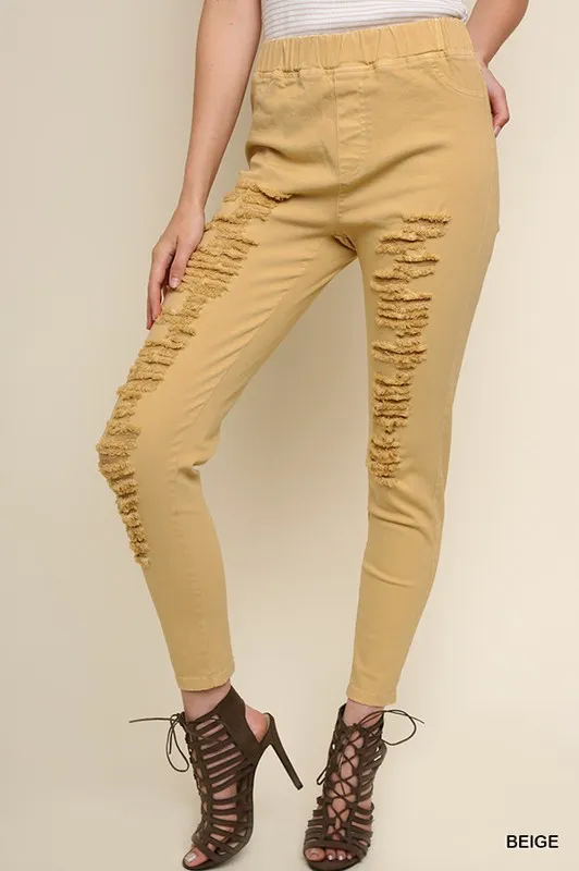 High Waist Distressed Jeggings