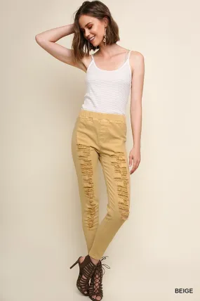 High Waist Distressed Jeggings