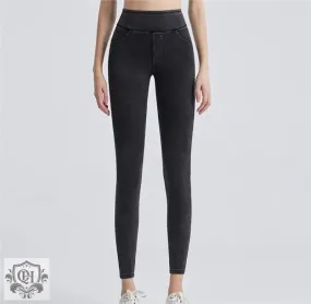 High Waist Fleece Padded Fitness Pants