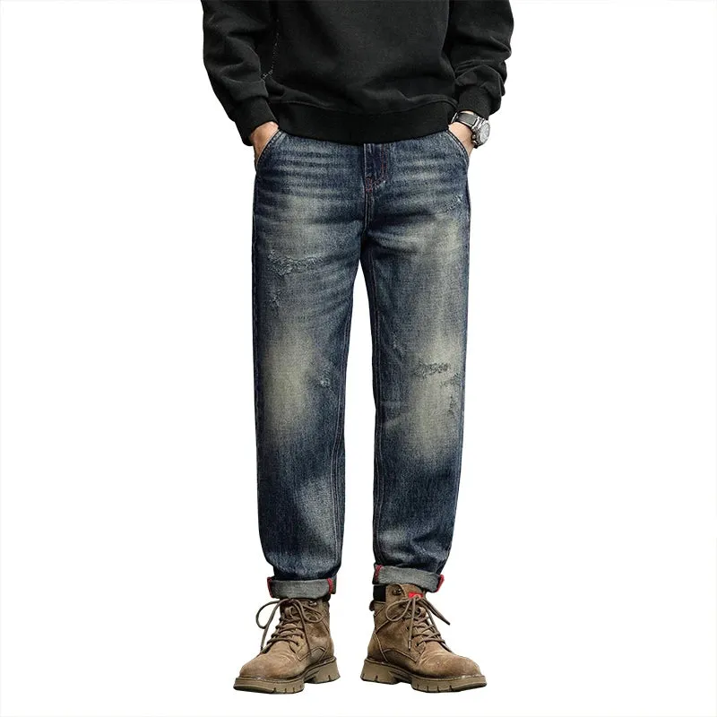 Hip Hop Jeans Men Harem Pants Loose Fit Distressed Baggy Pants Vintage Male Denim Trousers Men's Clothing Streetwear 2023 Autumn