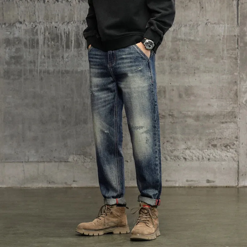 Hip Hop Jeans Men Harem Pants Loose Fit Distressed Baggy Pants Vintage Male Denim Trousers Men's Clothing Streetwear 2023 Autumn