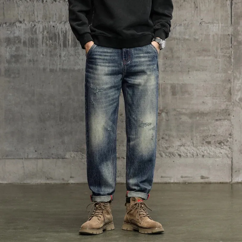 Hip Hop Jeans Men Harem Pants Loose Fit Distressed Baggy Pants Vintage Male Denim Trousers Men's Clothing Streetwear 2023 Autumn