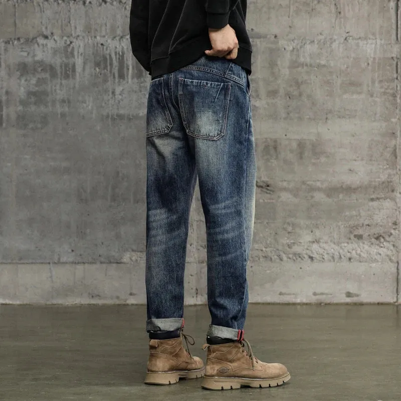 Hip Hop Jeans Men Harem Pants Loose Fit Distressed Baggy Pants Vintage Male Denim Trousers Men's Clothing Streetwear 2023 Autumn