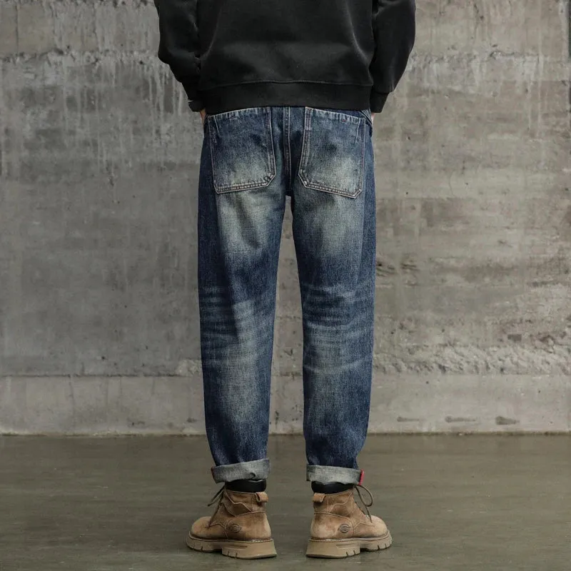 Hip Hop Jeans Men Harem Pants Loose Fit Distressed Baggy Pants Vintage Male Denim Trousers Men's Clothing Streetwear 2023 Autumn