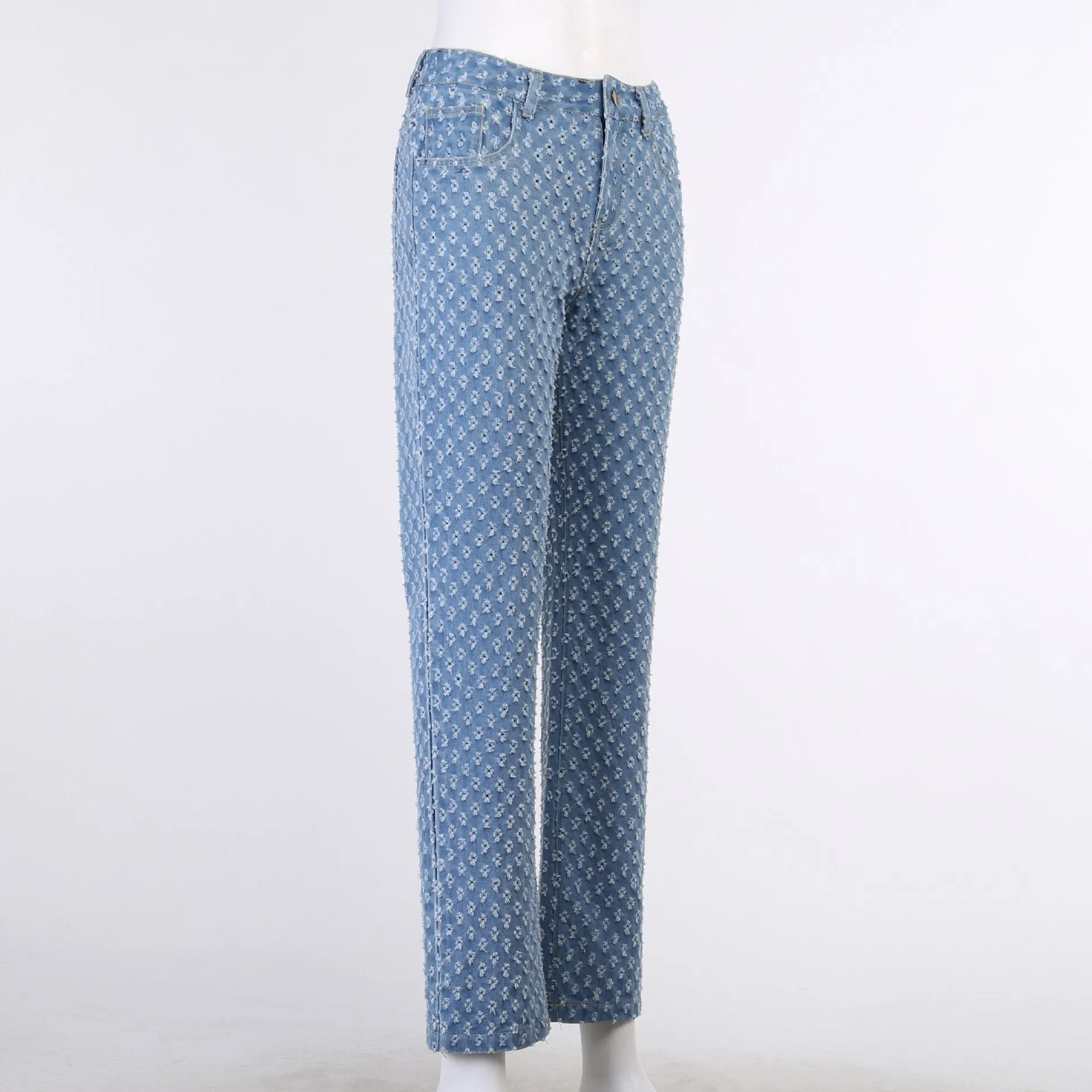 Hole Distressed Wash Pattern Jeans