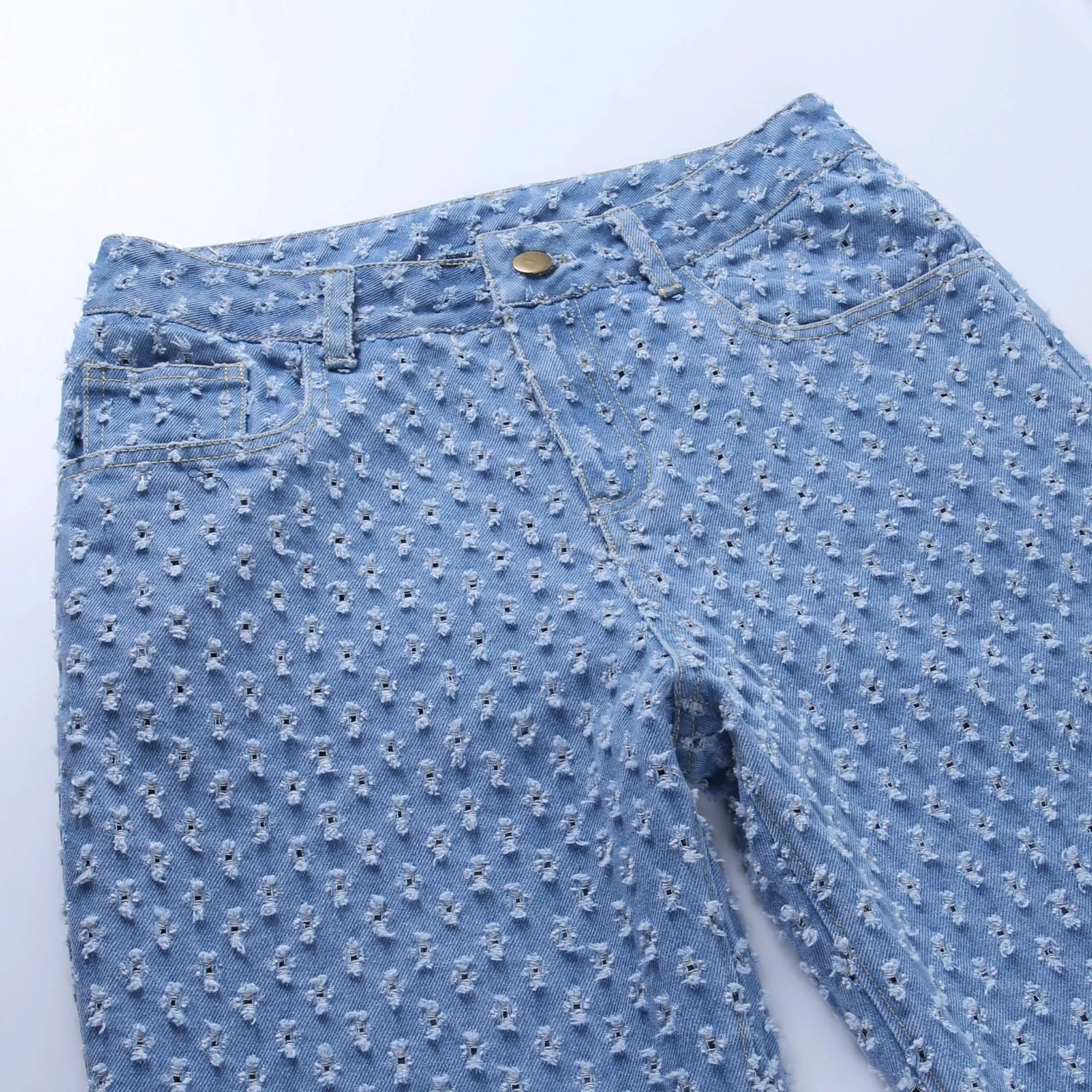 Hole Distressed Wash Pattern Jeans
